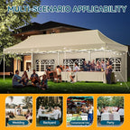Hoteel 10x30 Pop Up Canopy Tent Heavy Duty with 5 Sidewalls, Waterproof Party Tent, Easy Set-up Commercial Instant Tents with Roller Bag & Sandbags, Hexagonal Leg (1-Year Warranty)