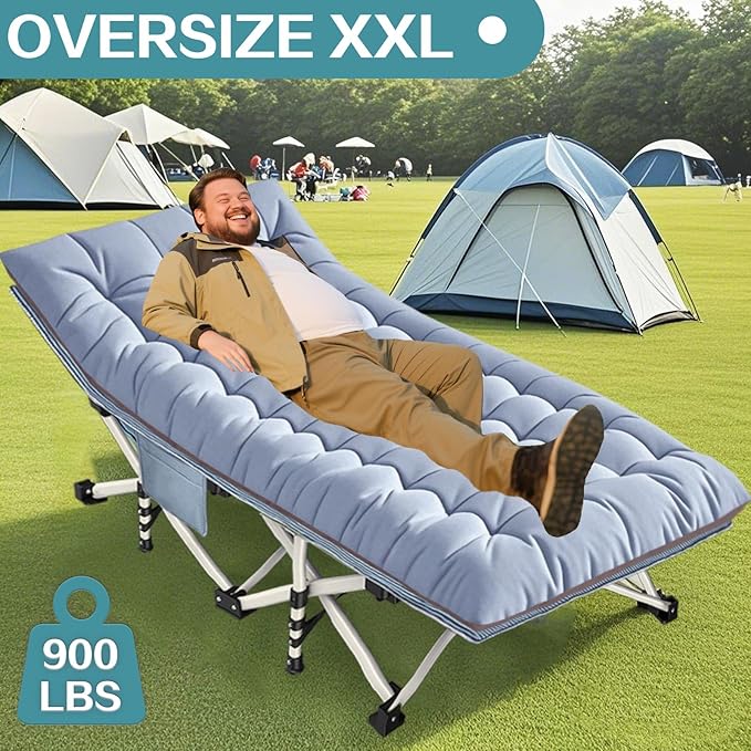 XXL Camping Cots 2 Pack Extra Large Sleeping cots with Comfortable Mattress Oversize Camping Bed for Adults Cots Include Carry Bag for Adults Portable Cot Easy to Set Up Indoor Outdoor Office Nap