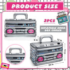 Cunhill 2 Pieces Inflatable Boom Box Beverage Cooler Summer 80s 90s Theme Party Decorations Inflatable Cooler Radio Blow up Boom Box Birthday Drink Favors for Retro Nightclub Party Hip Hop Supplies