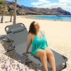 MOPHOTO Folding Chaise Lounge Chair 5-Position, Folding Cot, Heavy Duty Patio Chaise Lounges for Outside, Poolside, Beach, Lawn, Camping