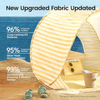 Tiny Land Baby Beach Tent – Pop Up Baby Tent with UV Protection, Portable Baby Beach Essentials, 35.4"x27.6"x31.5" Sun Shelter for Infants, Baby Summer Outdoor Use (Pastel Yellow Stripes)