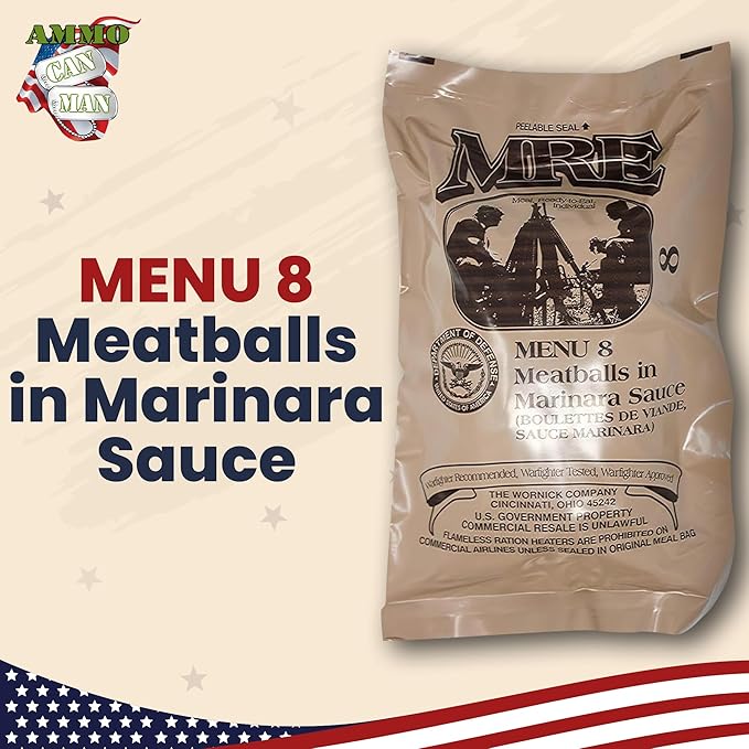 Meals Ready to Eat Surplus (Pack of 4) - MRE Emergency Food Rations w/Assorted Flavors for Camping, Survival & More - 2015 Package date or Newer