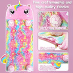 Kids Sleeping Bag, Large Unicorn Slumber Bag for Girls Boys, Portable Nap Mat, Preschool Daycare Kindergarten Birthday Gift 3-12 Yr Child