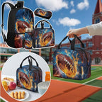 Backpack with Lunch Box and Water Bottle Bag American Football Boys Backpack 4-Piece Set Lightweight Travel Bookbag for Kids Kindergarten Elementary Middle Mochilas Escolares Para Niños