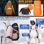 IGOLUMON 60L Hiking Backpack Waterproof Camping Backpack with Rain Cover Large Lightweight Backpacking Backpack for Men Women