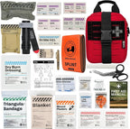 RHINO RESCUE IFAK Trauma Kit with C-A-T Tourniquet for Wound Care, Tactical First Aid Kit Molle Pouch for Military, Combat, Car, Camping, Hiking, Travel (Red)