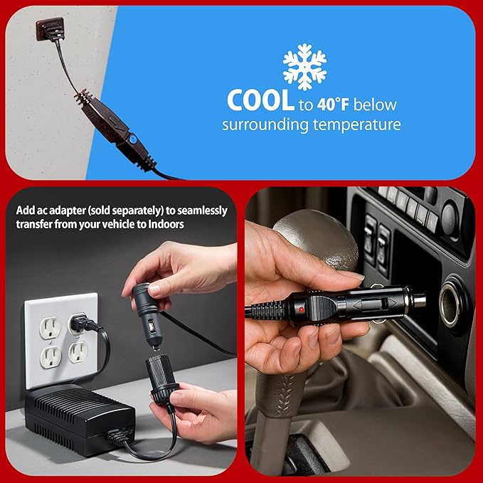 Koolatron Electric Portable Cooler Plug in 12V Car Cooler/Warmer, 18 qt (17 L), No Ice Thermo Electric Portable Fridge for Camping, Travel Road Trips Trucking with 12 Volt DC Power Cord, Gray/White.