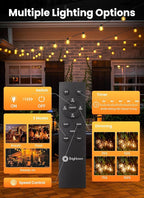 Brightown 108FT 52 LED Solar String Lights Outdoor with Remote & USB Port, Shatterproof Bulbs, Dimmable & Timable, 3 Light Modes, Patio Lights Solar Powered for Camping Backyard Garden Decor