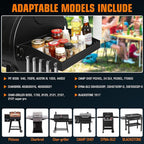 GRISUN Adjustable Folding Grill Side Shelf for Pit Boss 540 & 700FB, Side Prep Table with 5 Tool Hooks for Camp Chef, Char-Griller & Dyna-Glo Grills