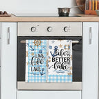 Lake House Decor, Lake House Gifts for Women, Summer Buffalo Plaid Kitchen Towels Sets 2 Pack, Life is Better at the Lake Dish Towels for Housewarming Birthday Mothers Day Christmas, 18x26 Inches