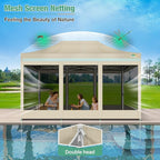 COBIZI 10x15 Canopy Tent, Heavy Duty Pop up Canopy with Sidewalls, Waterproof Easy Setup Canopy with Mosquito Netting, Outdoor Instant Screen Tents for Parties, Wedding, Backyard with Carry Bag, Khaki