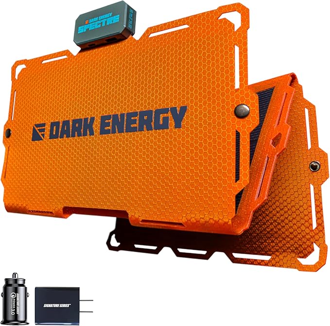 Dark Energy Spectre Folding 18W Solar Panel | Charges USB-C and USB-A Device | Ultra-Durable, IPX7 Waterproof, Lightweight Off The Grid Solar Powerhouse with Signature Series Charge Anywhere Bundle