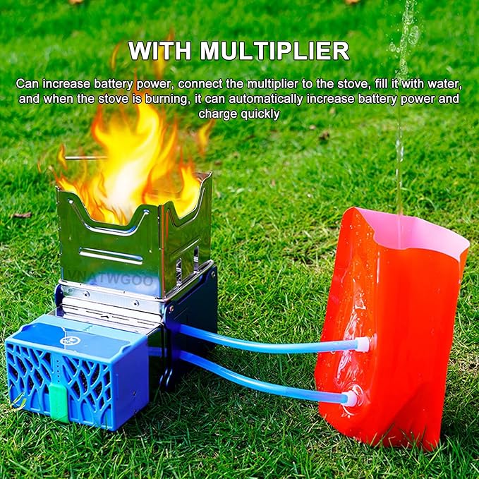 Multi-Fuel Fire-Powered Generator,Portable Charging Camp Stove,with Foldable Design