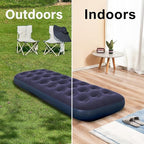 Single Size Air Mattress - Waterproof & Puncture-Resistant Inflatable Bed for Camping, Home & Travel - Portable Foldable Sleeping Pad with Comfortable Airbed Design 75"x30"x9"