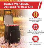 Ultra Compact Cooler Smart Cart with Wheels - Collapsible Insulated Cooler Bag - Foldable Travel Cooler 36 Cans - Leak Proof Trolley - Black