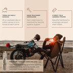 CHAMA Vaquero Chair & Travel Bag - Slate and Bone- Beautiful Outdoor Wood and Canvas Portable Folding Chair Ideal for Camping, Patios, Lawns, or Indoor Use - Supports 300 lbs