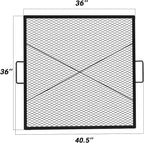 onlyfire Square Fire Pit Grill Grate, Heavy-Duty Steel Grate with Heat-Resistant Coating, Diamond Mesh & X-Marks Design for Outdoor BBQ, Camping, Backyard Gatherings - 36 inch