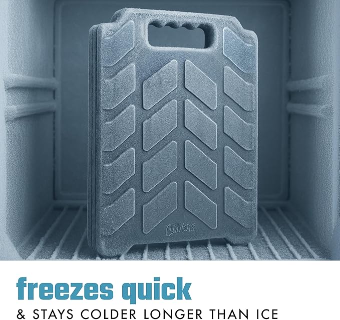 Cool Coolers by Fit & Fresh XL Slim Cooler Ice Blocks, Reusable & Long Lasting XL Ice Packs for Coolers, Slim XL Ice Packs for Cooler Bags, Space Saving, Quick Freeze, 10"x 13", Black, 3PK