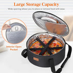 Lifewit Insulated Single Decker Round Casserole Carrier, Portable Pie Carrier Bag for Hot or Cold Food, Fits 12.5" Baking Dish, Thermal Lunch Tote for Potluck Parties, Picnic and Cookouts, Black