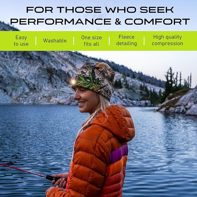 POWERCAP LED Hat Light 150 Lumens Rechargeable Fleece Beanie with Bright Built-in Headlamp Waterproof LED Warm One Size Cap
