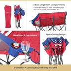 ARROWHEAD OUTDOOR Portable Folding Double Duo Camping Chair Loveseat w/ 2 Cup & Wine Glass Holder, Carrying Bag, Supports up to 500lbs