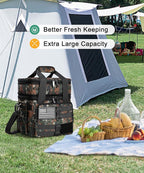 Tactical Lunch Box for Men, Large Insulated Lunch Bag for Adult, Heavy Duty Double Deck Expandable Lunch Cooler Bag with American Flag, Leakproof Soft Lunch Pail for Work Office Camping - Camo Green