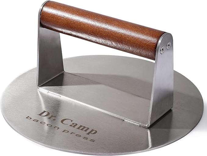 7 INCH Stainless Steel Smash,Burger Press,Burger Smasher,Hamburger Press,Patty Smasher, Meat Press, Bacon Press, Grill Press with Wood Handle (HT-B-7005)