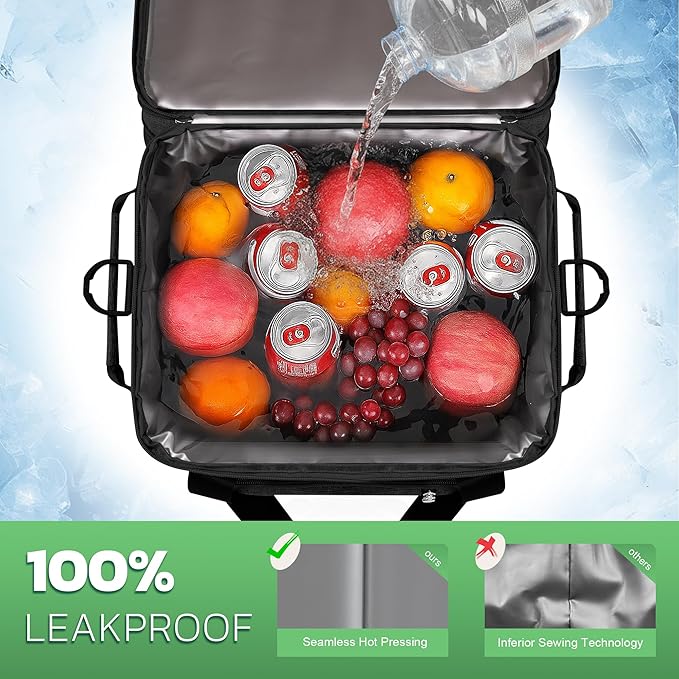 MIYCOO Soft Double Deck Cooler Bag - 60-Can Leakproof Insulated Portable Lunch Cooler, Extra Large Expandable Ice Chest Cooler for Beach, Picnic, Camping, Shopping