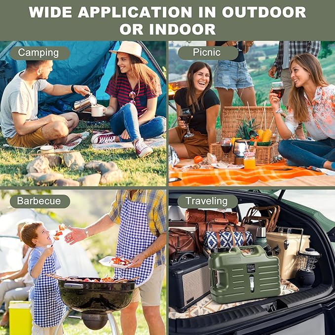 5 Gallon Water Jug with Spigot, Leak-Proof Portable Camping Water Containers, BPA Free, Outdoor Hiking & Emergency Picnic Storage Water Tank
