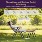 PURPLE LEAF Patio Folding Chairs 4 Pack Outdoor Aluminum Metal Dining Chairs with Padded Seats and Adjustable Backrest Heavy Duty Camping Chairs for Outside, Grey