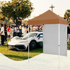 5x5 Pop Up Canopy Tent with One Sidewall, Instant Portable Beach Canopy, Outdoor Tent with Carry Bag for Camping, Sports, Tailgating, Events, Khaki