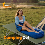 Oversized Camping Cot for Adults - Non-Assemble Folding Camping Bed Extra Wide for Outdoor, Support up to 6.9ft or 450lbs, with Storager Bag, 82” L x 32” W(Green)