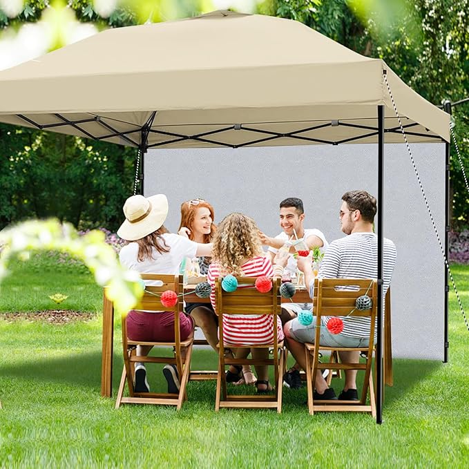 Joramoy Instant Canopy Sidewall 10×10 for Pop Up Tent, Waterproof Sunwall for Straight Leg Canopy with UV Protection, 1 Pack Side Panels Only(10×10, Beige)