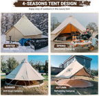 KingCamp Canvas Bell Yurt Tents, 4 Seasons Large Waterproof & Windproof Luxury Glamping Tent w/Stove Jack for Family Outdoor Camping, Hunting, Parties