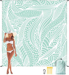 Beach Blanket Waterproof Sandproof Beach Mat 79" X 83"/10'x9'for 2-8 Adults Quick Drying Outdoor Picnic Mat Beach Accessories for Travel, Camping, Hiking