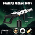 Powerful Propane Torch Gun, Kitchen Torch with Adjustable Flame, Flamethrower Blow Torch Gun Gas Welding Kits for BBQ, Searing, Camping & Charcoal Torch Lighter(Tank Not Included)