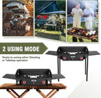 Bestfire 150,000 BTU 2 Burner Propane Camping Stove with Auto Ignition, Windpanel & Free Work Gloves, Portable Outdoor Gas Cooker with Removable Legs, Side Shelves & Carry Bag for Camping, BBQ