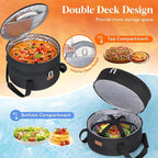 Lifewit Insulated Double Decker Round Casserole Carrier, Portable Pie Carrier Bag for Hot or Cold Food, Fits 12.5" Baking Dish, Thermal Lunch Tote for Potluck Parties, Picnic and Cookouts, Black