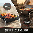 Portable Charcoal Grill, Table Top Small BBQ Grill For Outdoor, Camping, Beach, Easy Assembly, Heavy Duty & Multi-Use Small Grill, Black (270 Sq.In)