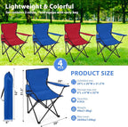 4 Pcs Folding Camping Chairs with Cupholder and Carry Bag Regular Size Portable Lightweight Lawn Chair with Mesh Side Pocket for Fishing Hiking Picnic Beach Outdoor Party (Elegant)