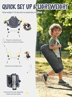 EVER ADVANCED Kids Hammock Chair Foldable, Kids Camping Chair with Stand Portable, Hammock Swing Chair with Cup Holder, Child Camping Gear Carry Bag for Traveling Outdoor Patio Supports 125LBS Grey