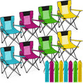 Shellwei Breathable Folding Camping Chair with Cupholder Carry Bag Regular Size Portable Lightweight Lawn Chair with Side Pocket Fishing Hiking Picnic Party Beach Outdoor Activity(Colorful,8 Pcs)