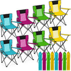 Shellwei Breathable Folding Camping Chair with Cupholder Carry Bag Regular Size Portable Lightweight Lawn Chair with Side Pocket Fishing Hiking Picnic Party Beach Outdoor Activity(Colorful,8 Pcs)
