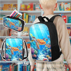 Sea Turtles School Backpack Set for Kids Boys 4Pcs Animal Bookbag and Lunch Bag Sets for Little Boys Ages 8-12 Elementary Middle School,Daypack with Adjustable Strap for Travel Hiking