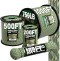 Paracord Rope 750 - Parachute para Cord 4mm 11 Strand Spool Rope Utility Nylon String for Outdoor Camping Survival Utility Tent Crafting DIY Projects - Camo Green 1000ft
