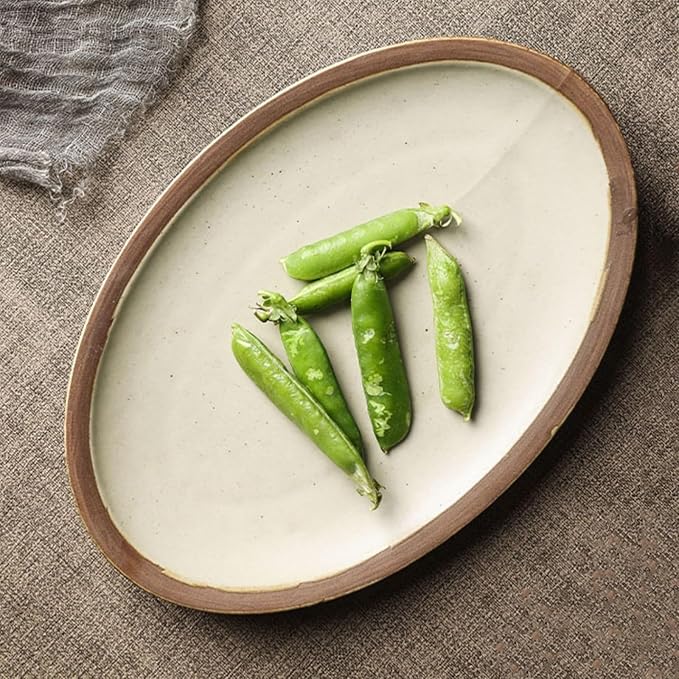 Camping Plates Oval Ceramic Dinner Plate Household Salad Plate Ceramic Tableware Restaurant Kitchen Appetizer Plate Dessert Plate Decorative Plate(Large)