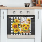 Sunflower Kitchen Towels, You are My Sunshine Dish Towels Set of 2, Farmhouse Sunflower Kitchen Decor, Summer Floral Buffalo Plaid Yellow Hand Towels for Housewarming (18x26 Inches)