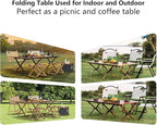 48Inch Folding Camping Table, Lightweight Roll-Up Table Aluminum Low Portable Picnic Table with Carrying Bag for Outdoor, Beach, Picnic, Backyards, BBQ and Party (Walnut, 120CM)