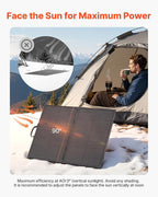 VEVOR 100W Foldable Solar Panel with Frame, 16BB N-Type Portable Monocrystalline Solar Panel Charger 24% Efficiency, IP67 Waterproof with 30A PWM Controller & MC4 Output for Camping, Hiking, RV Trips