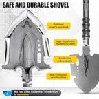 Zune Lotoo Survival Shovel Multitool with Axe, 29 in 1 Unbreakable Tactical Shovel Martensitic Steel kit, Compact Camping Shovel Folding Adjustable 7 Angles for Outdoors Gear Military Tool Gifts